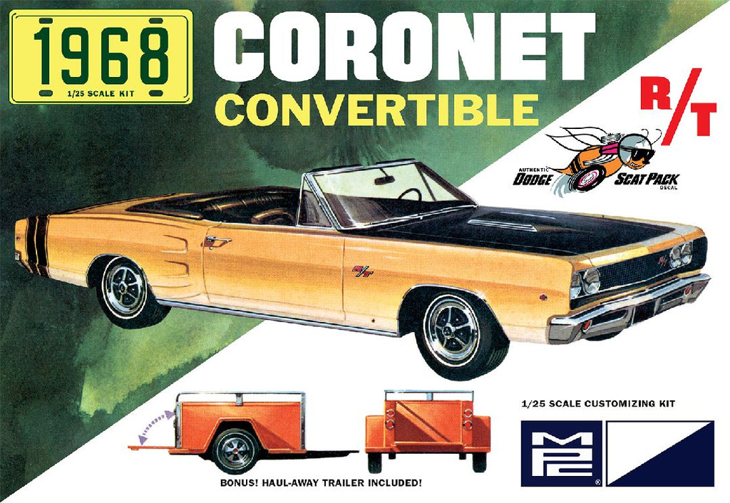 MPC 1968 Dodge Coronet Convertible w/Trailer 1/25 Model Kit