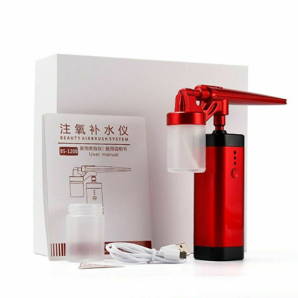 Red Airbrush Compressor Kit USB Rechargeable 1000Mah 3.7v