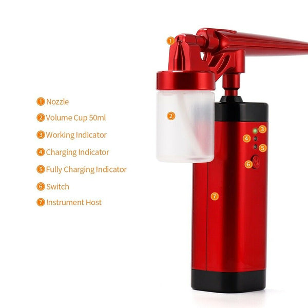 Red Airbrush Compressor Kit USB Rechargeable 1000Mah 3.7v