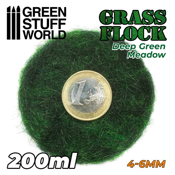 Static Grass Flock 4-6mm - DEEP GREEN MEADOW - 200 ml