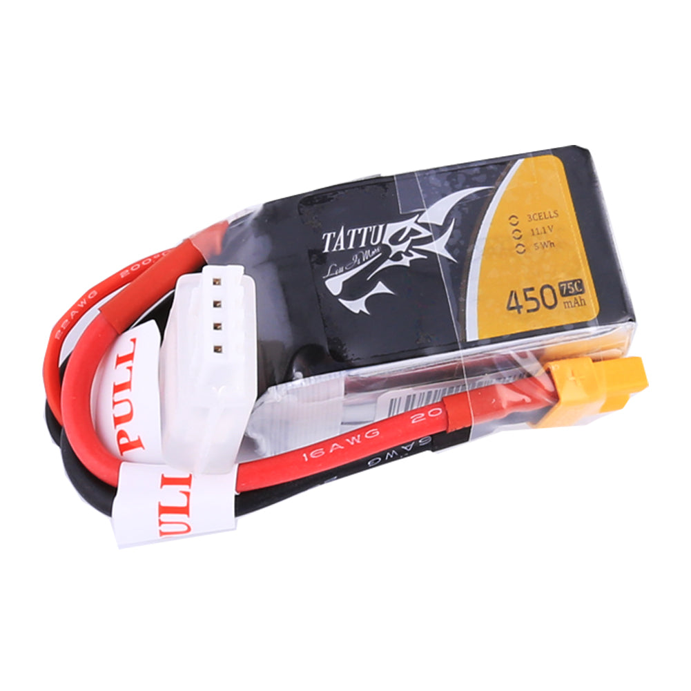 Tattu 450mAh 3S1P 11.1V 75C LiPo XT30 Plug Soft Case