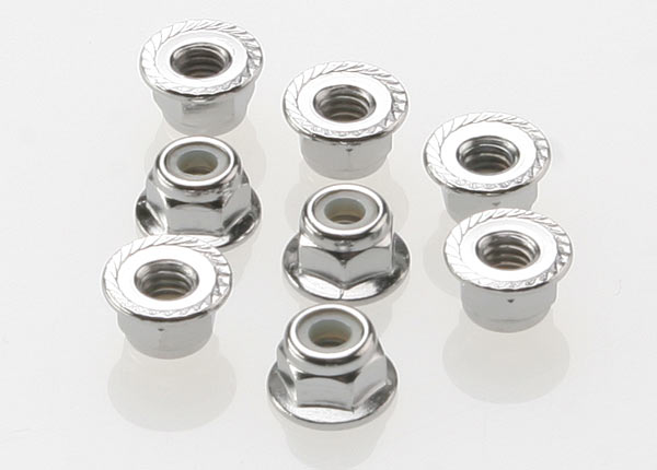 3647 Traxxas 4mm Steel Flanged Serrated Nylon Locknut (8)