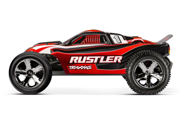 1/10 Traxxas Rustler 2WD Brushed Stadium Truck W/Battery & Charger - RED