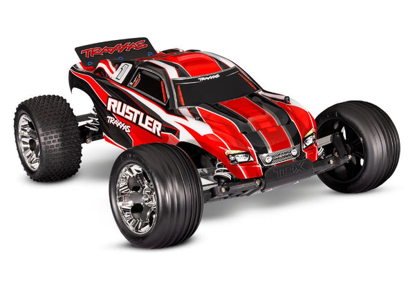 1/10 Traxxas Rustler 2WD Brushed Stadium Truck W/Battery & Charger - RED