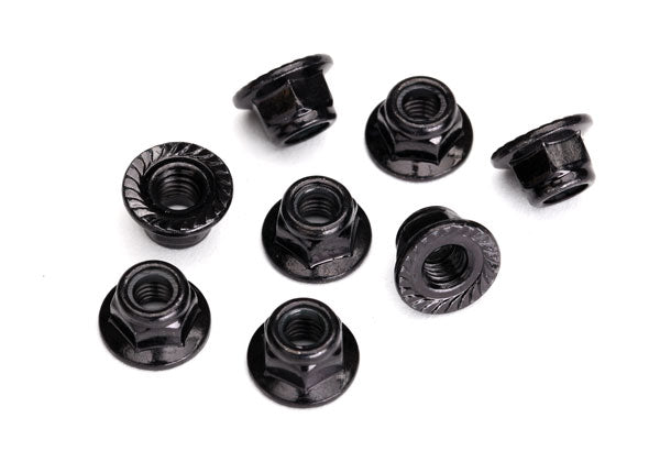 8447 Traxxas Nuts, 5mm flanged nylon locking (steel, black serrated)