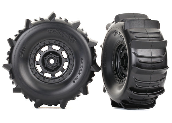 8475 Traxxas Tires and wheels, assembled, glued (Desert Racer wheels,