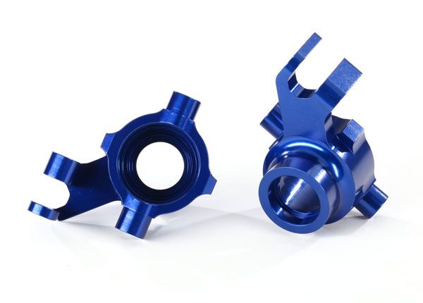 8937X Traxxas Steering blocks, 6061-T6 aluminum (blue-anodized)