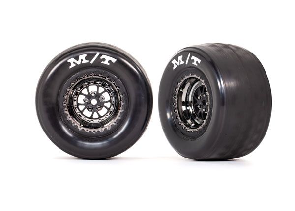 9475X Traxxas Tires & wheels, assembled (black chrome wheels) (R) (2)