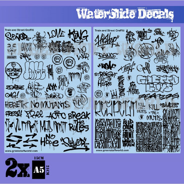 Waterslide Decals - Train and Graffiti Mix - Black